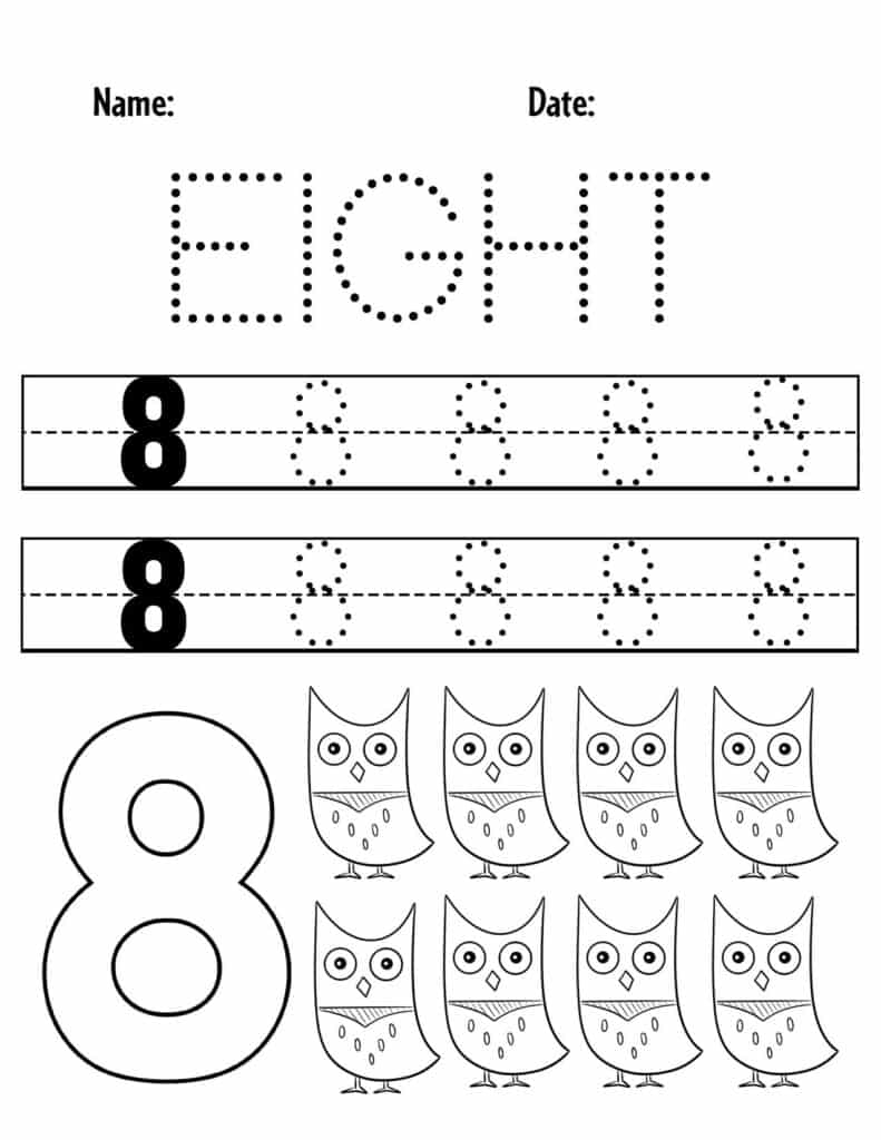 number 8 worksheet preschool