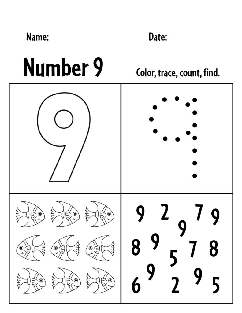 Number 9 Worksheets For Preschool