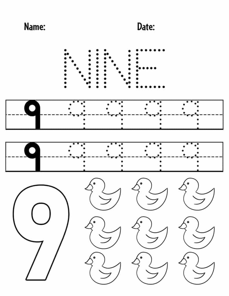 FREE Number 9 Worksheets For Preschool The Hollydog Blog Worksheets Library