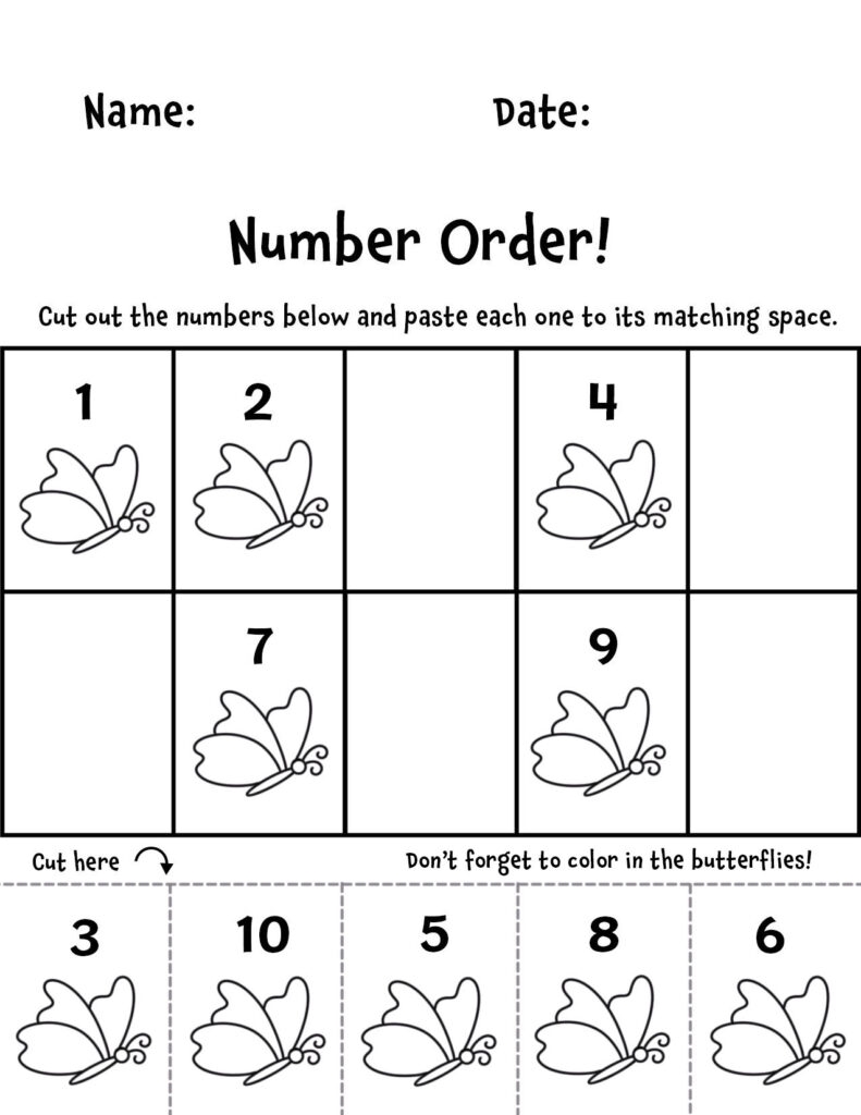 pre k numbers worksheets