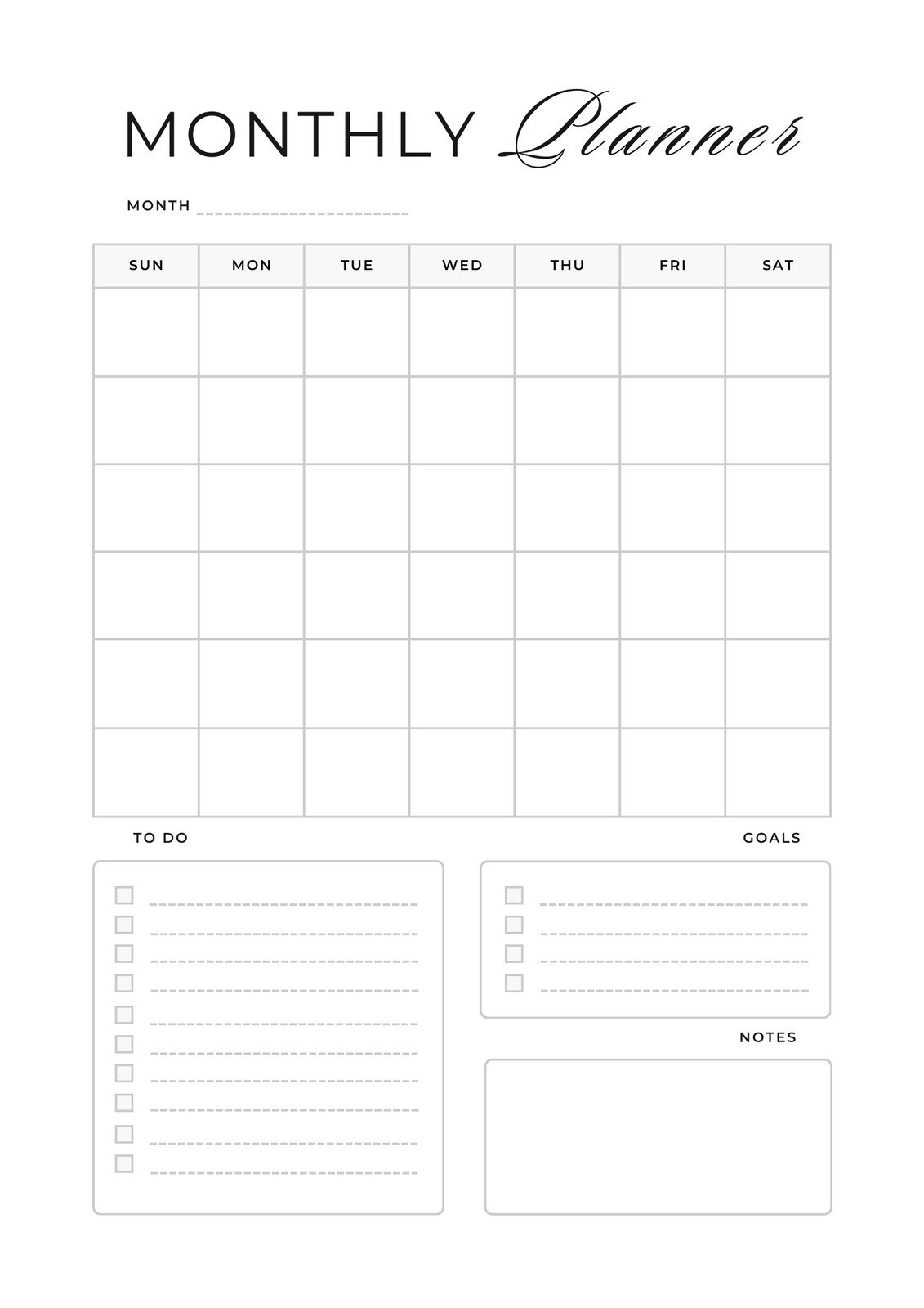 Free Printable Monthly Planner Printable