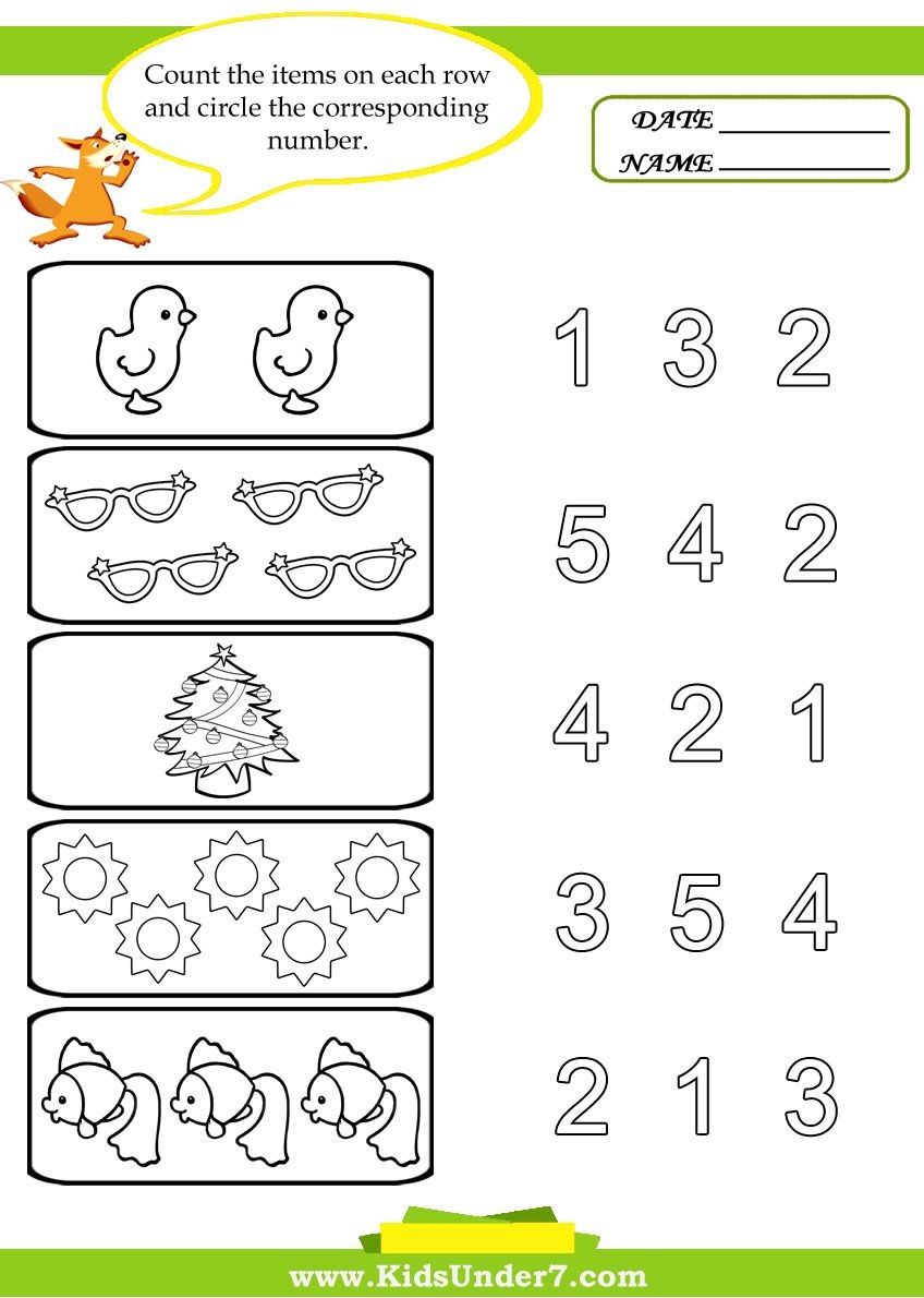 Free Preschool amp Kindergarten Numbers amp Counting Worksheets Worksheets Library