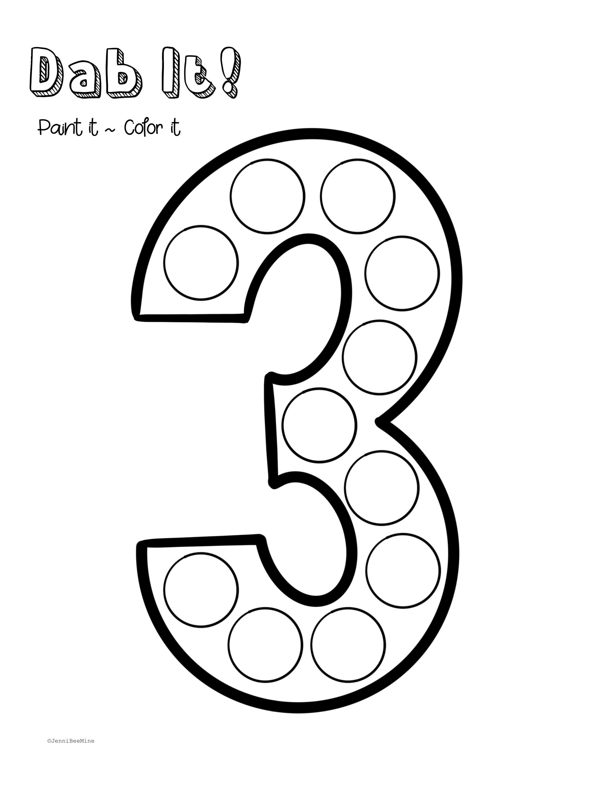 number 3 worksheet preschool