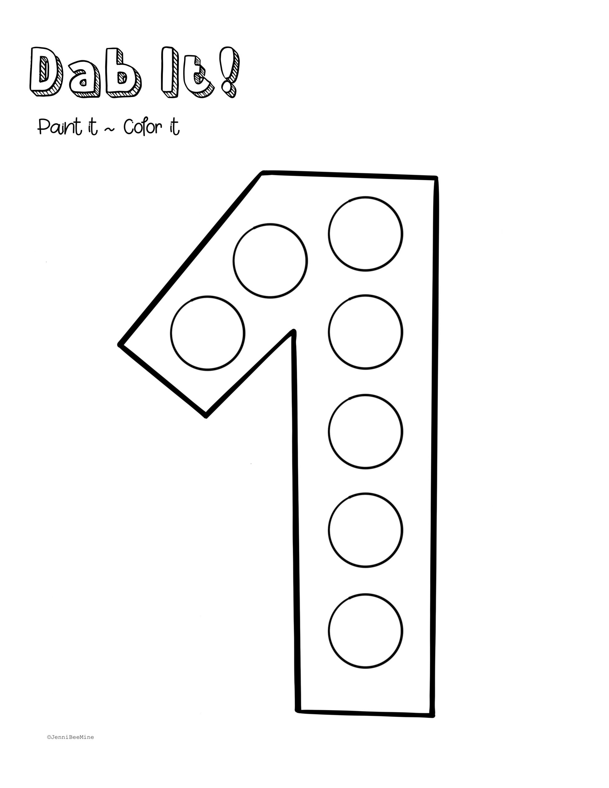 number 1 printable worksheet
