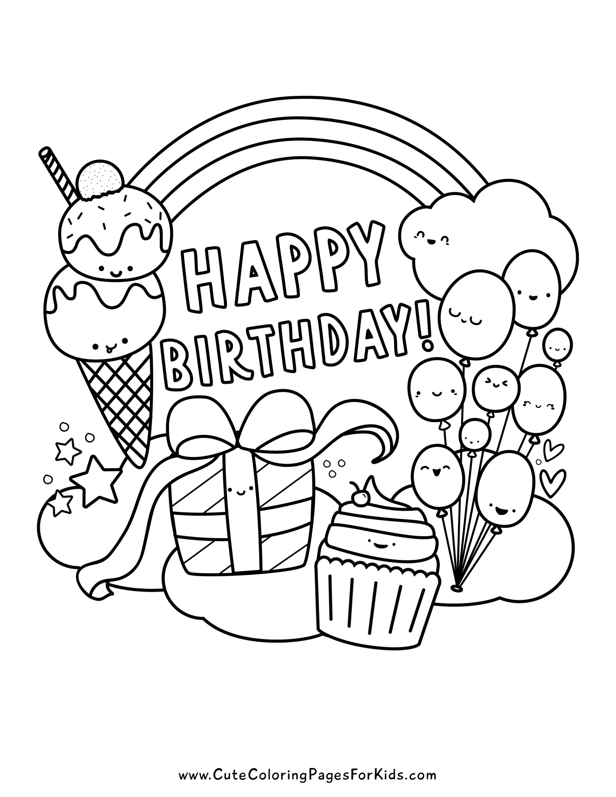 Printable Coloring Pages Happy Birthday