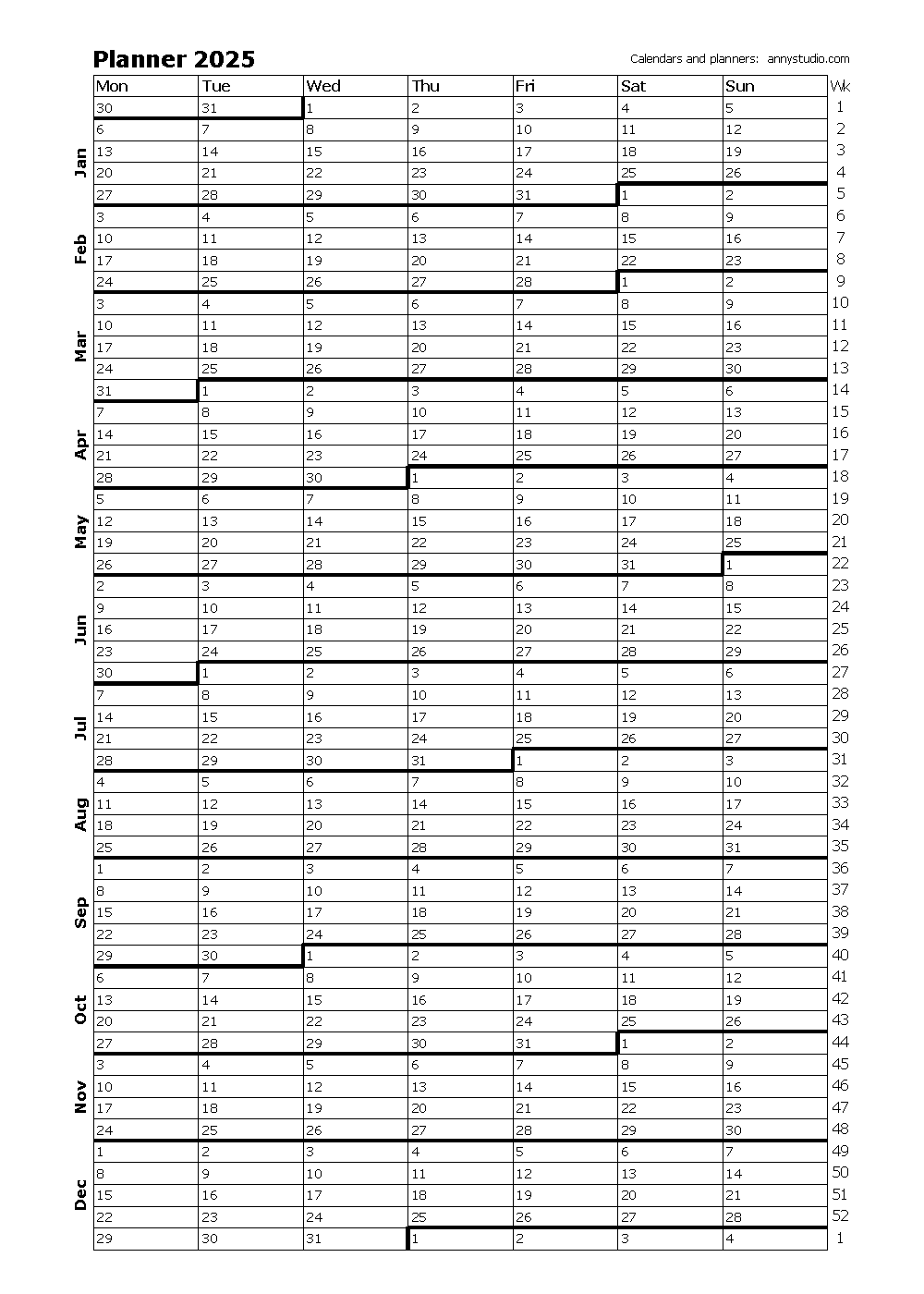 Free Printable Year Planner 2025