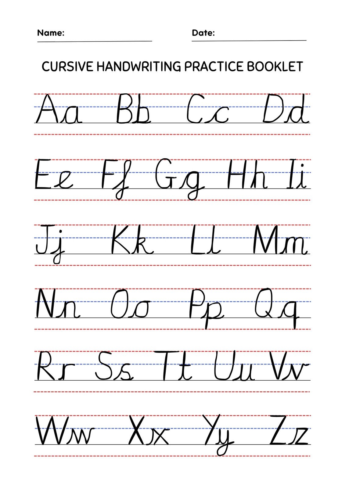 Cursive Practice Worksheet Generator
