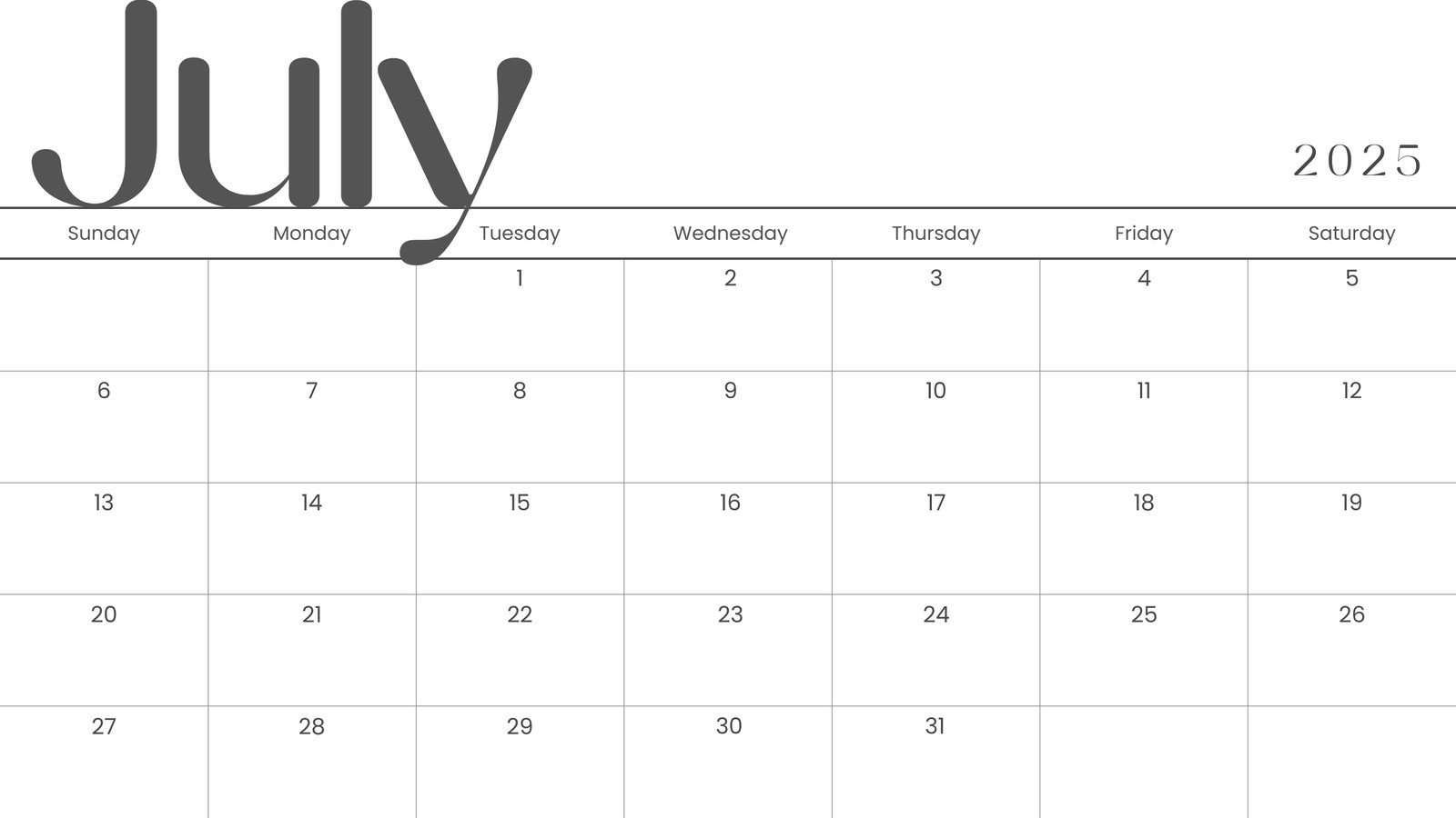 Free Printable Custom July 2026 Calendar Templates Canva