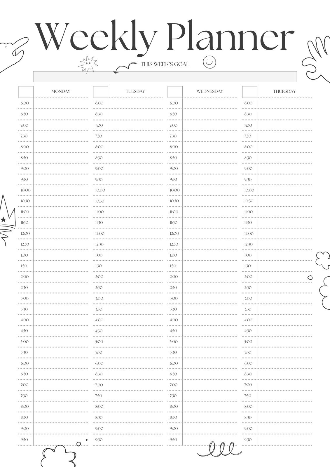 girly cute weekly planner printable