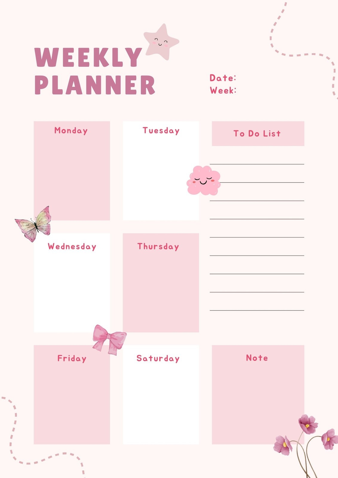 weekly printable planner pages