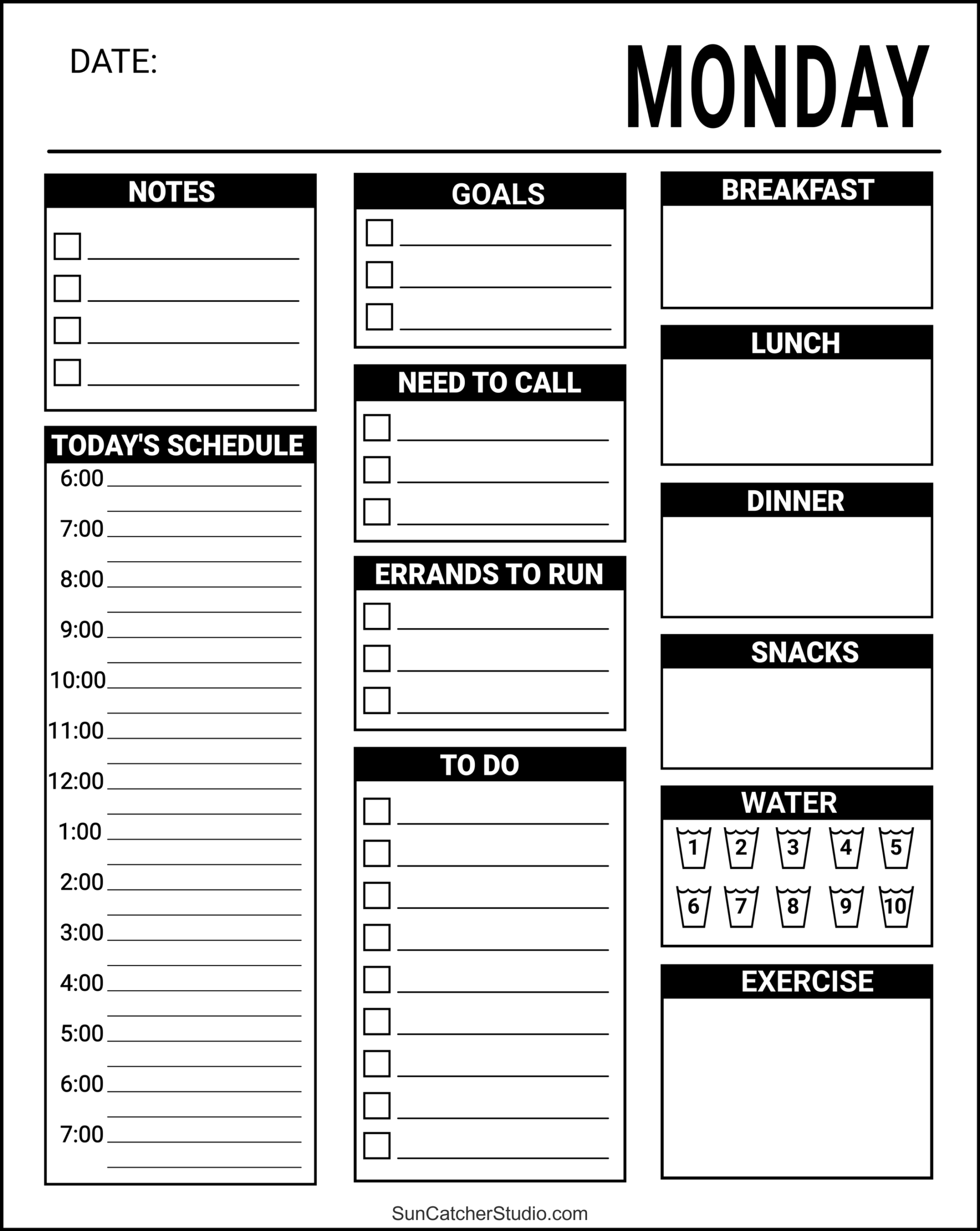 work daily planner template