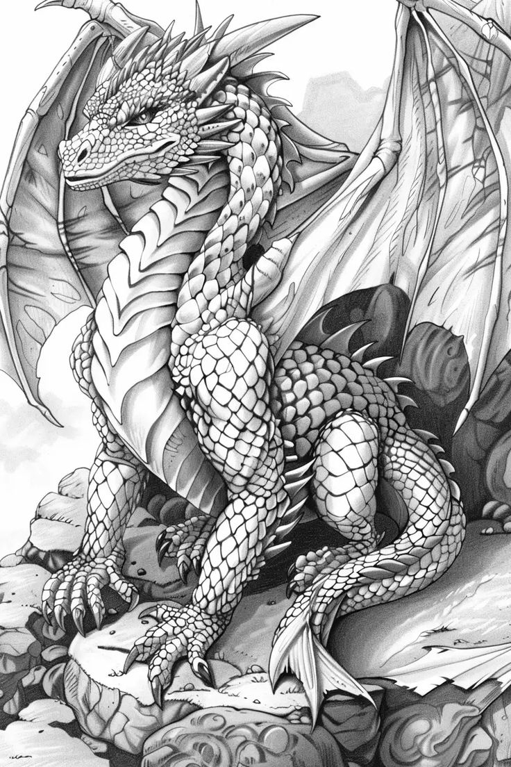 Realistic Dragon Coloring Pages