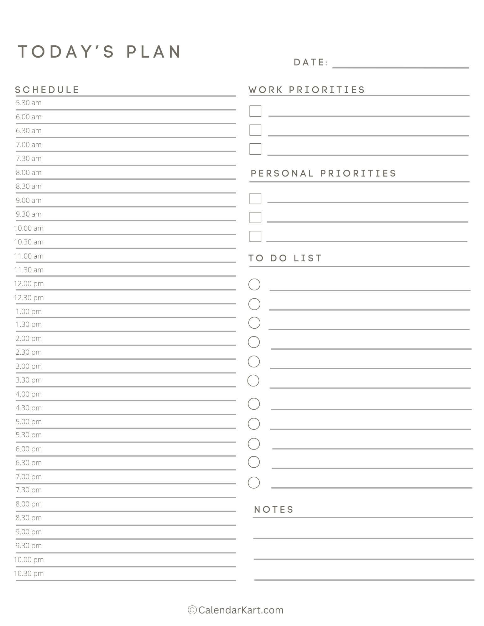 Hourly Day Planner Printable
