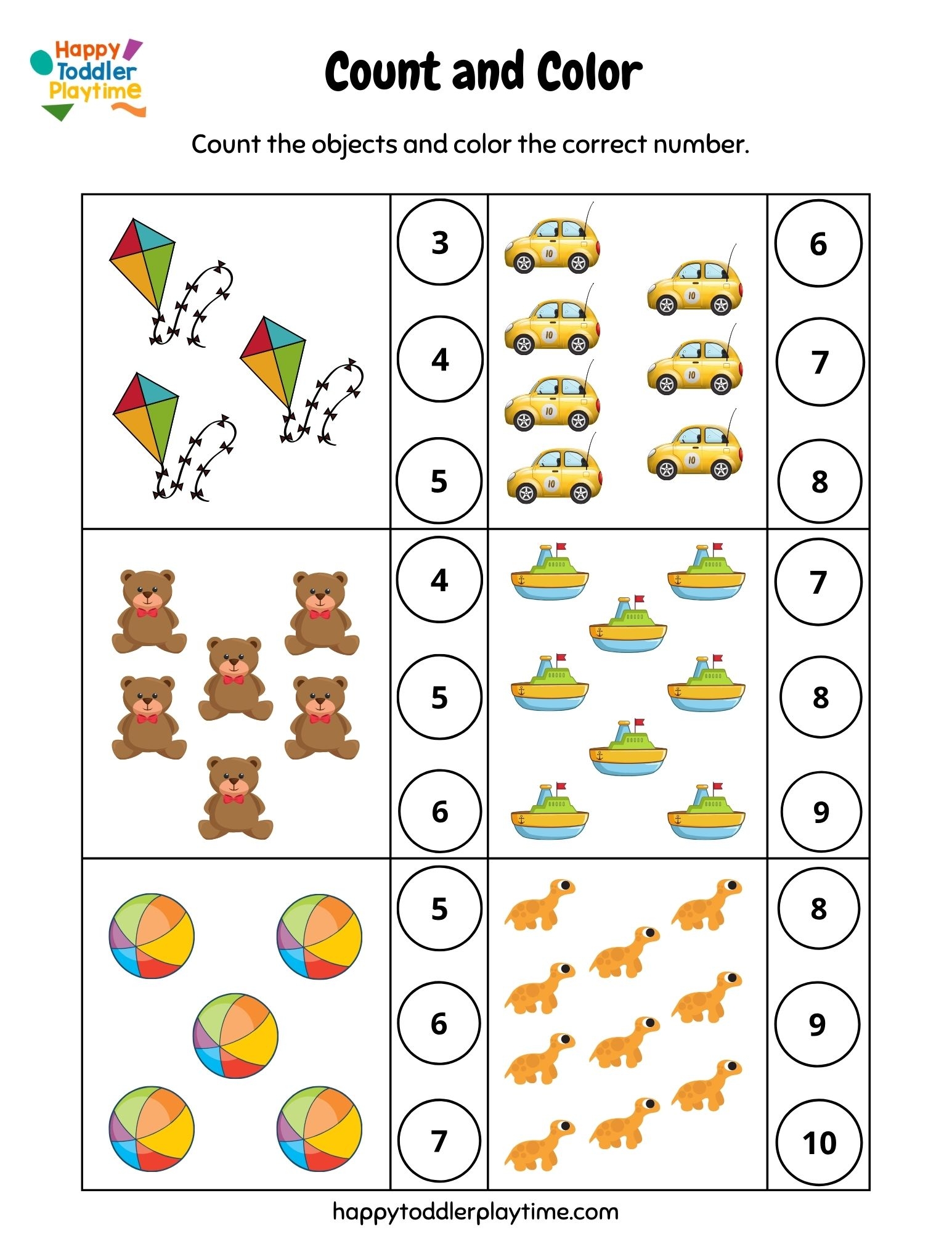 Free Printable Kindergarten Counting Worksheets Happy Toddler Playtime