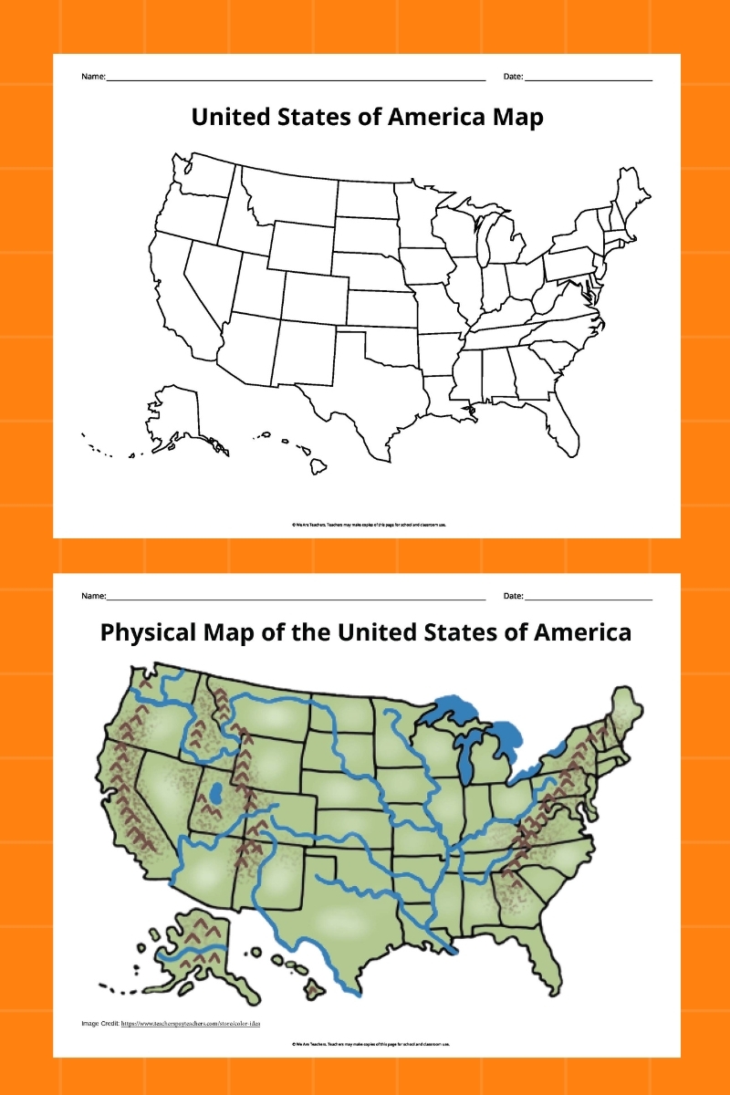map of united states worksheet
