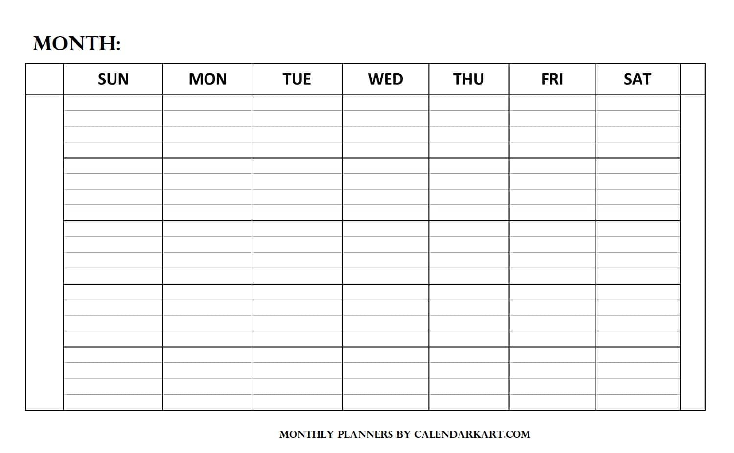 Monthly Planner With Lines