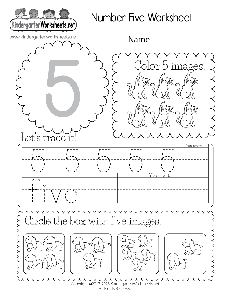 trace number 5 worksheet