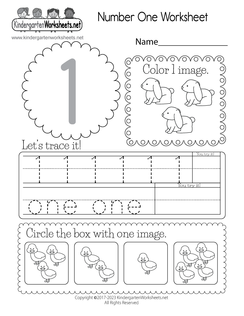 Number 1 Printable Worksheet