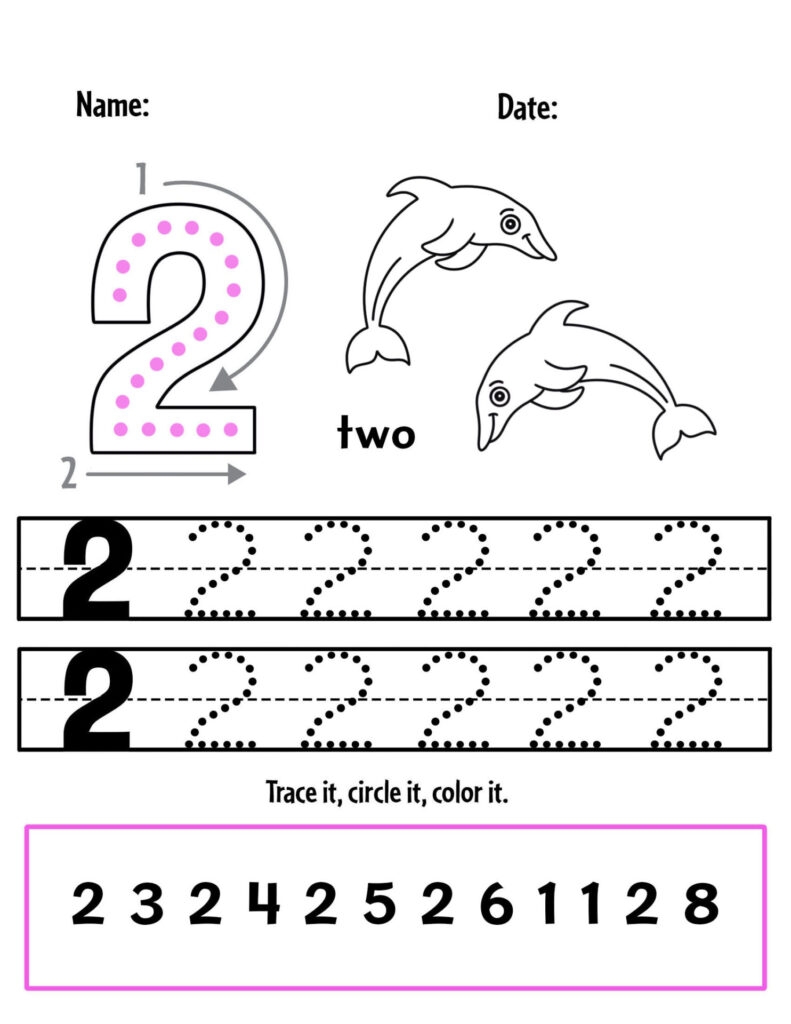 number two tracing worksheets