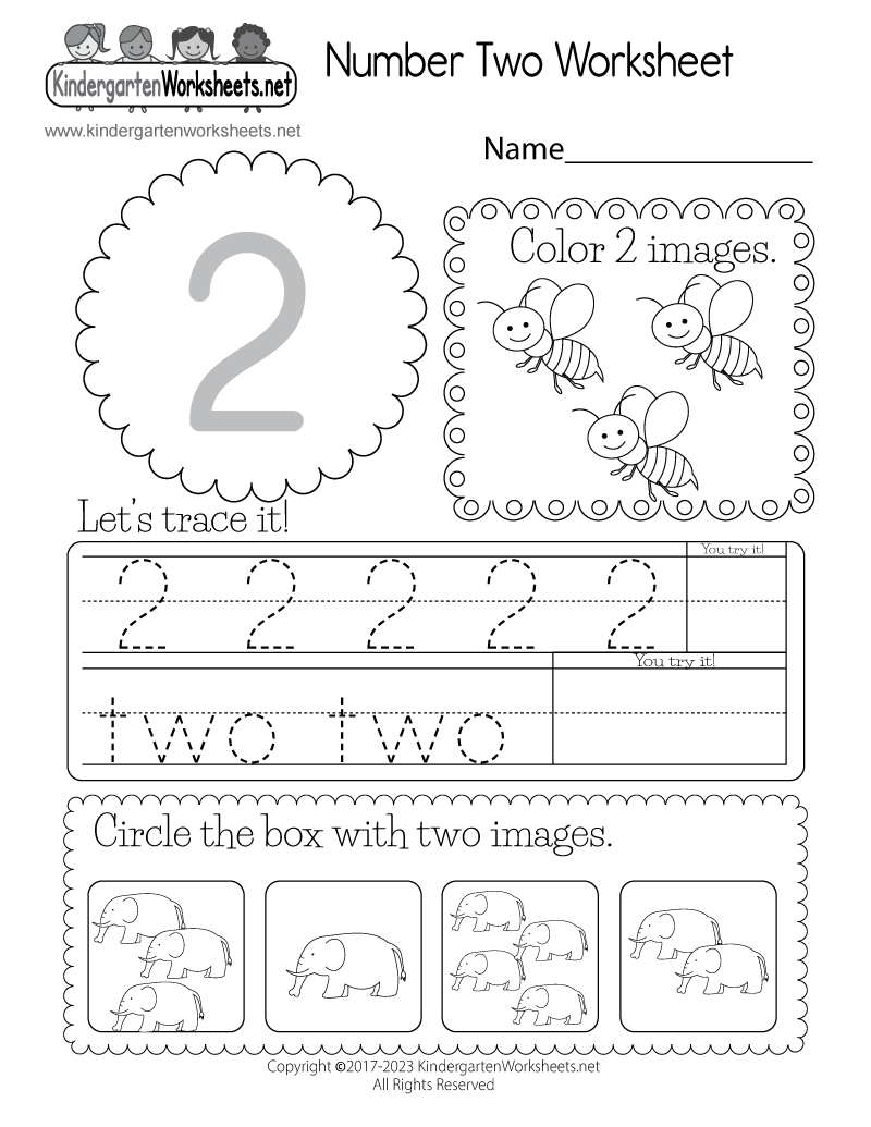 Number 2 Worksheets For Kindergarten