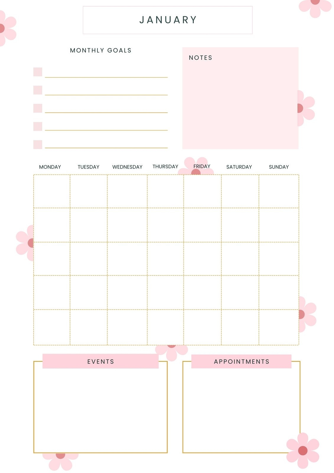 monthly planner with lines