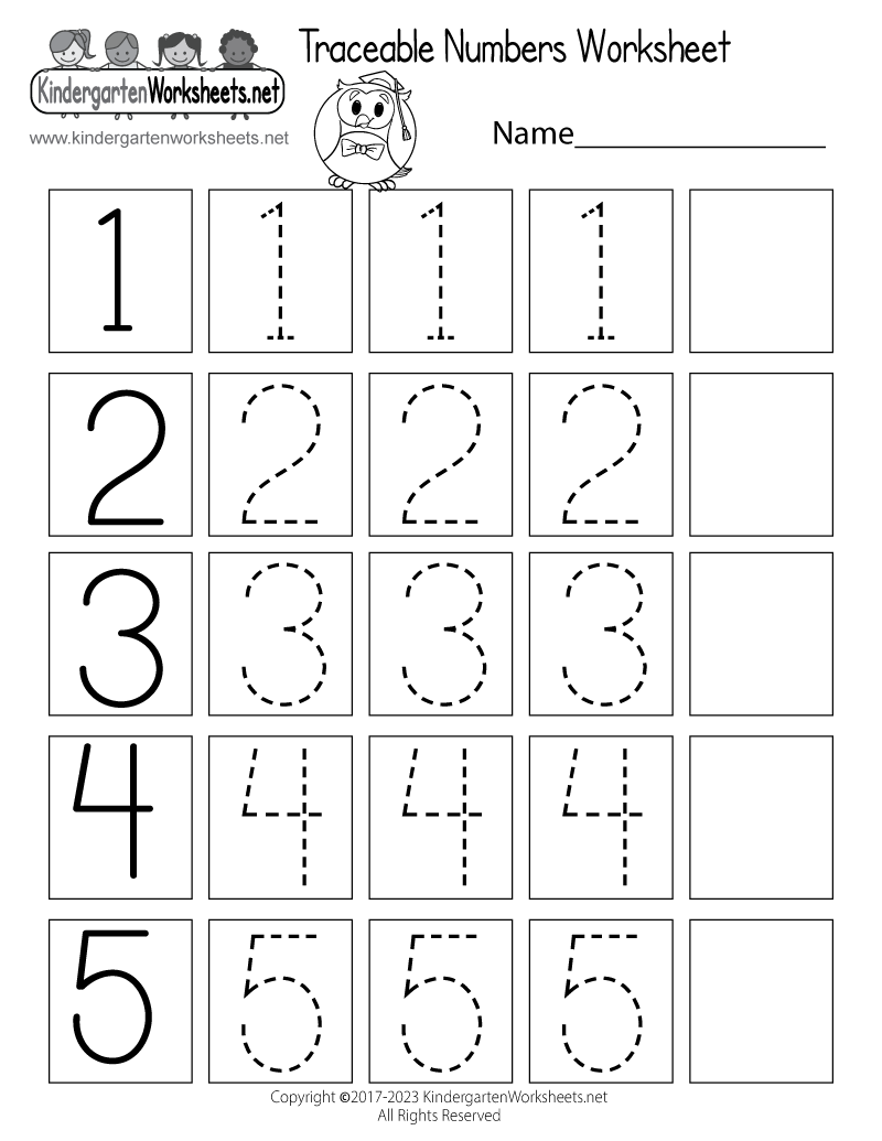 Kindergarten Tracing Numbers Worksheets