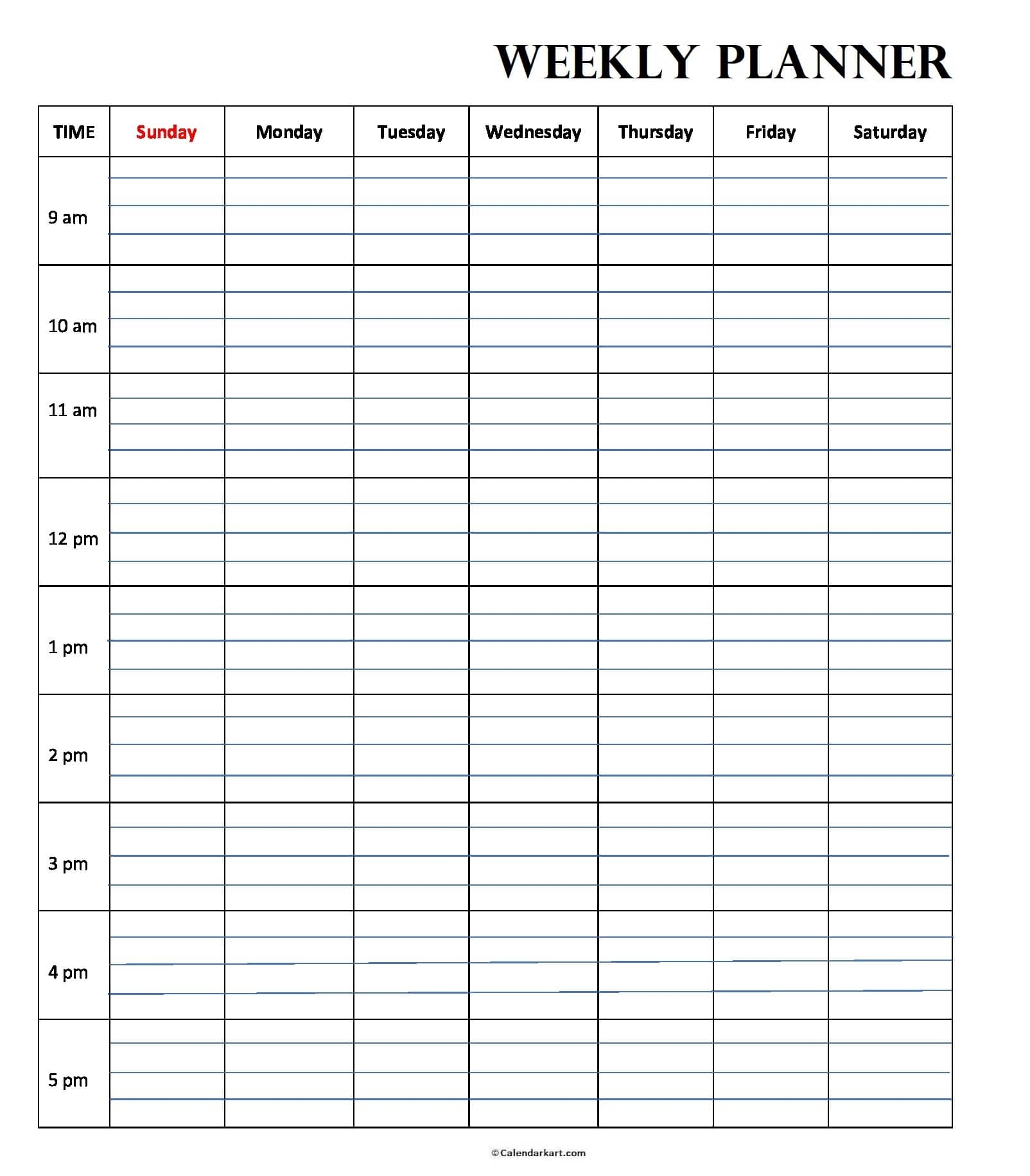 weekly planner printable template