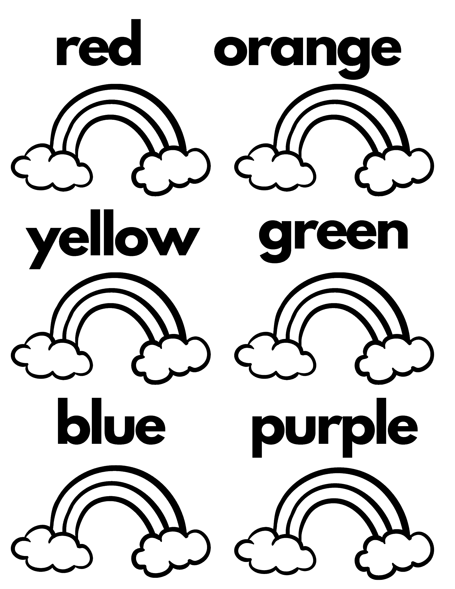 rainbow worksheet for preschool