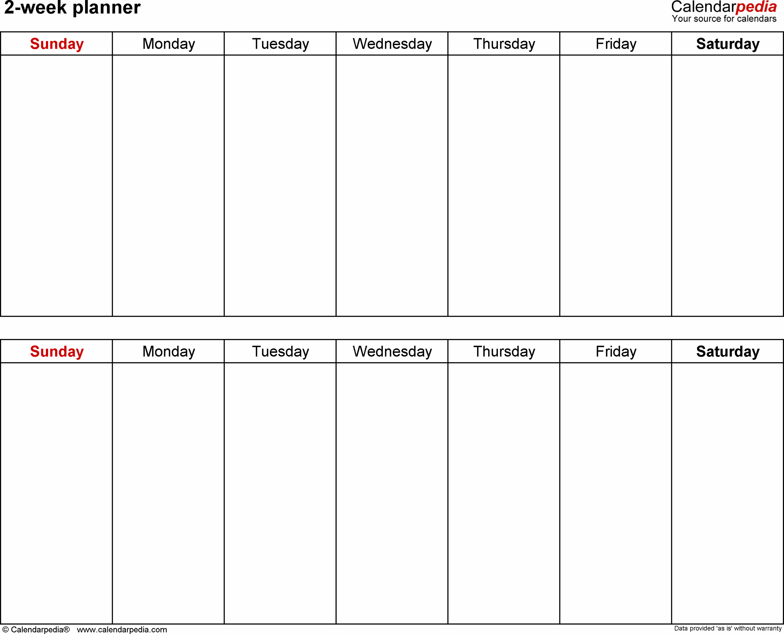 2 Week Planner Printable