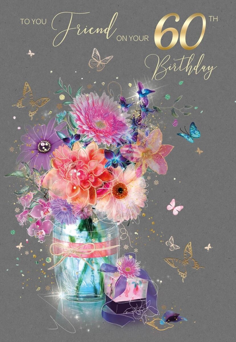 FRIEND 60 60th Birthday Card Female Floral Cherry Orchard Grace EBay