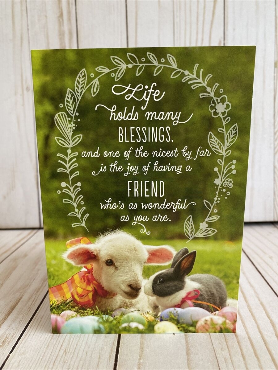 Friendship Lamb Bunny Happy Easter Blessings Joy You Mean So Much Hallmark New EBay