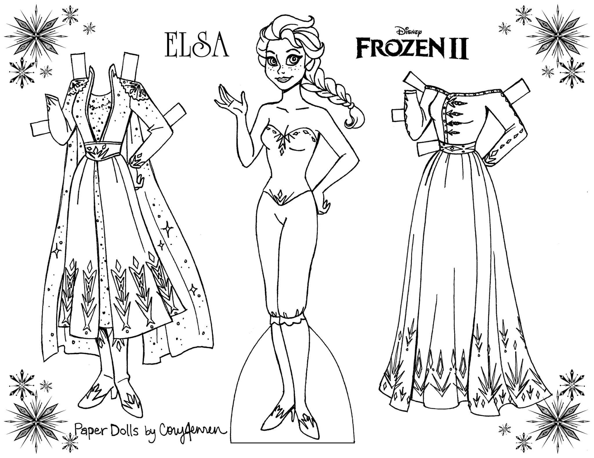Printable Paper Dress Kit Coloring Elsa