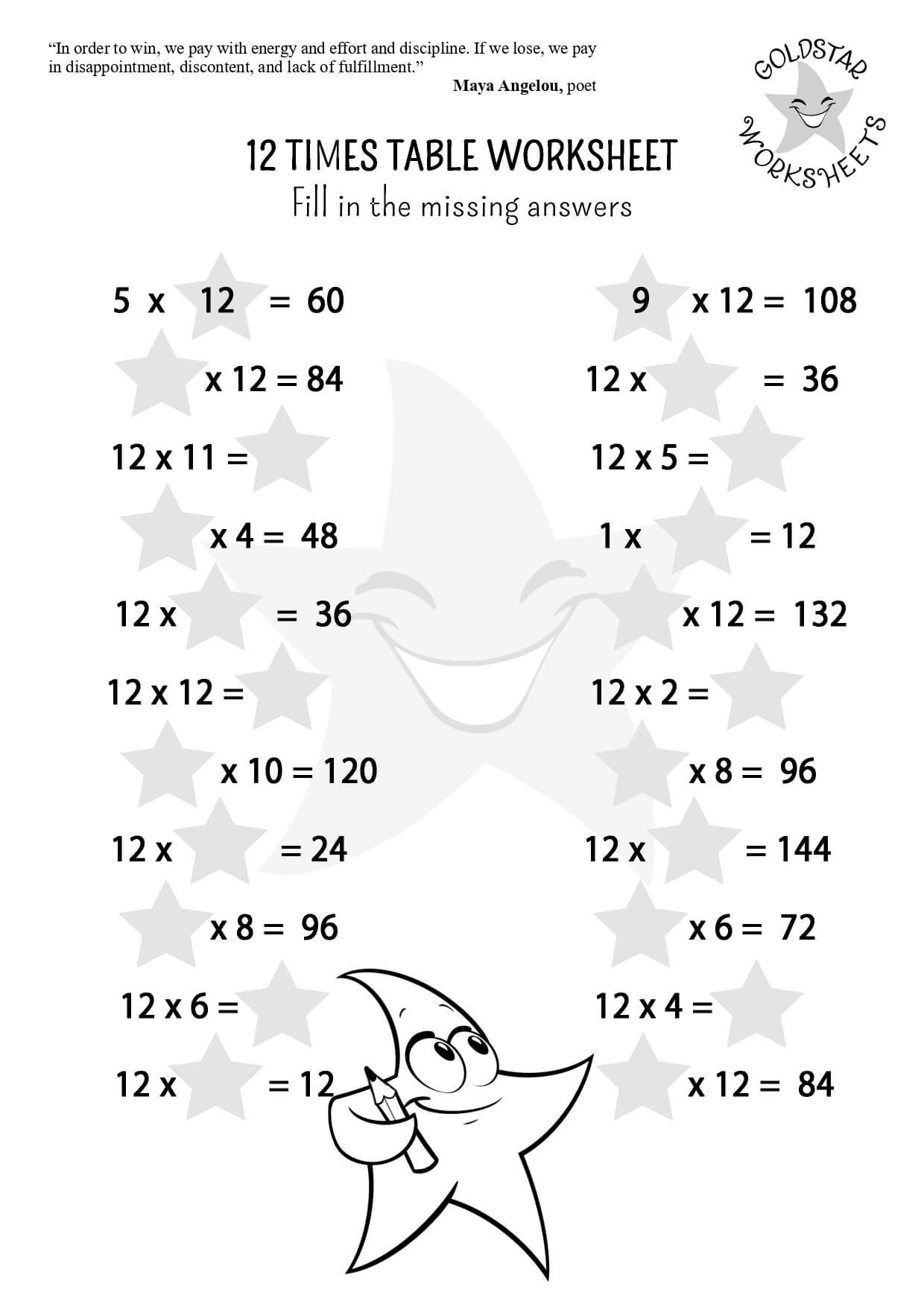 Fun And Free 12 Times Table Worksheets That s Kids Love