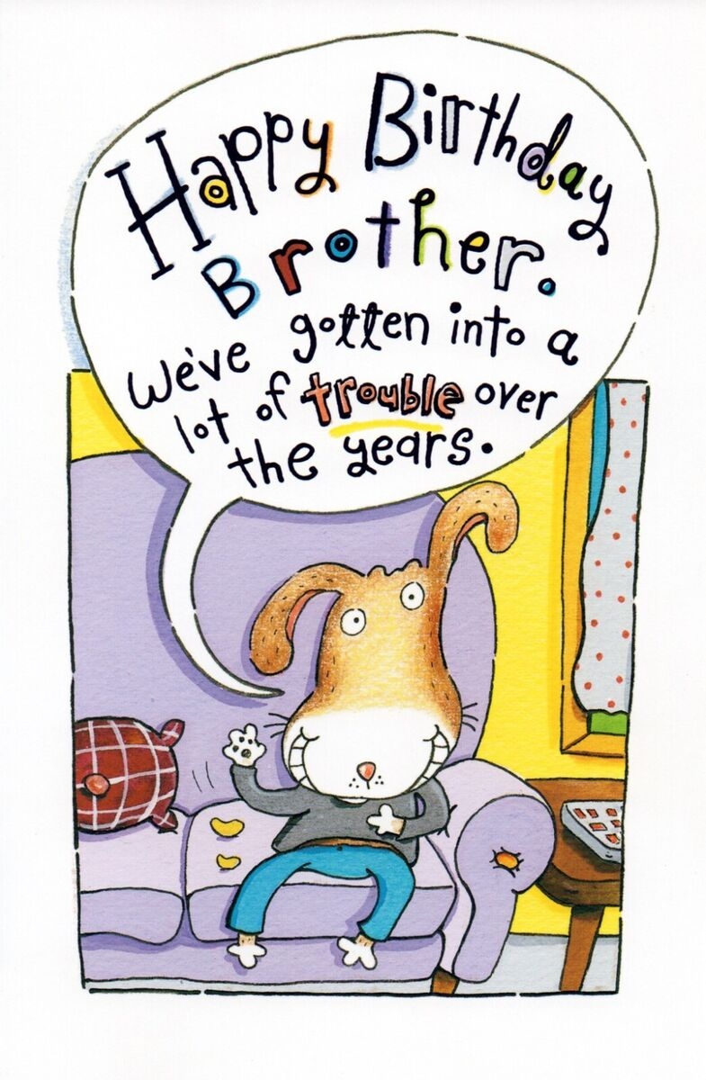 Funny BIRTHDAY Card FOR BROTHER Fun Trouble Cartoon Bella Greetings Envelope EBay