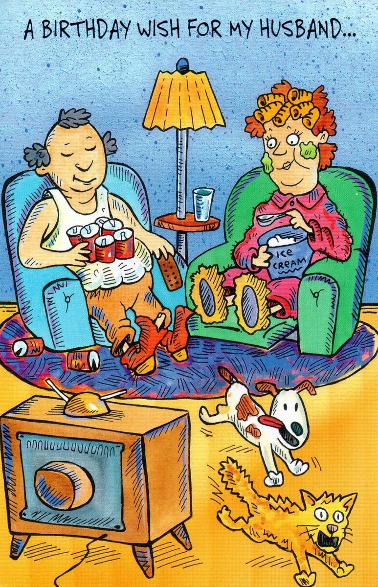 Funny BIRTHDAY Card FOR HUSBAND TV Couple By Fantus Paper Products Envelope EBay