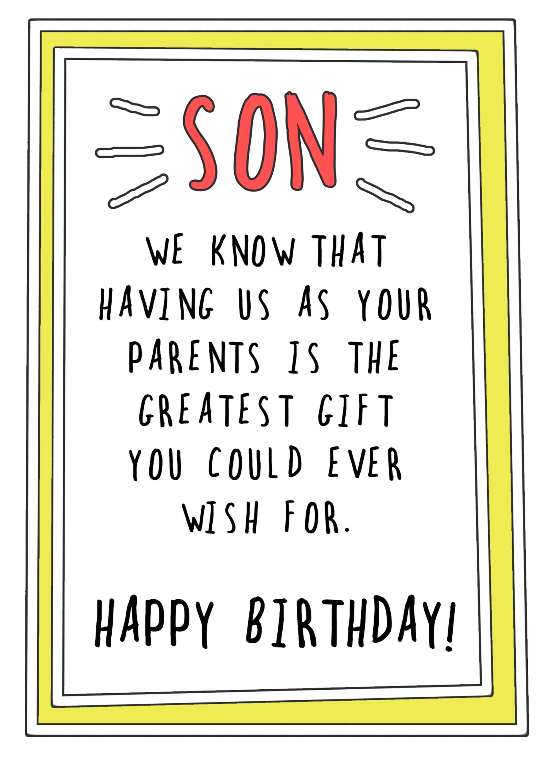 Funny Son Birthday Card Greatest Gift Design Etsy