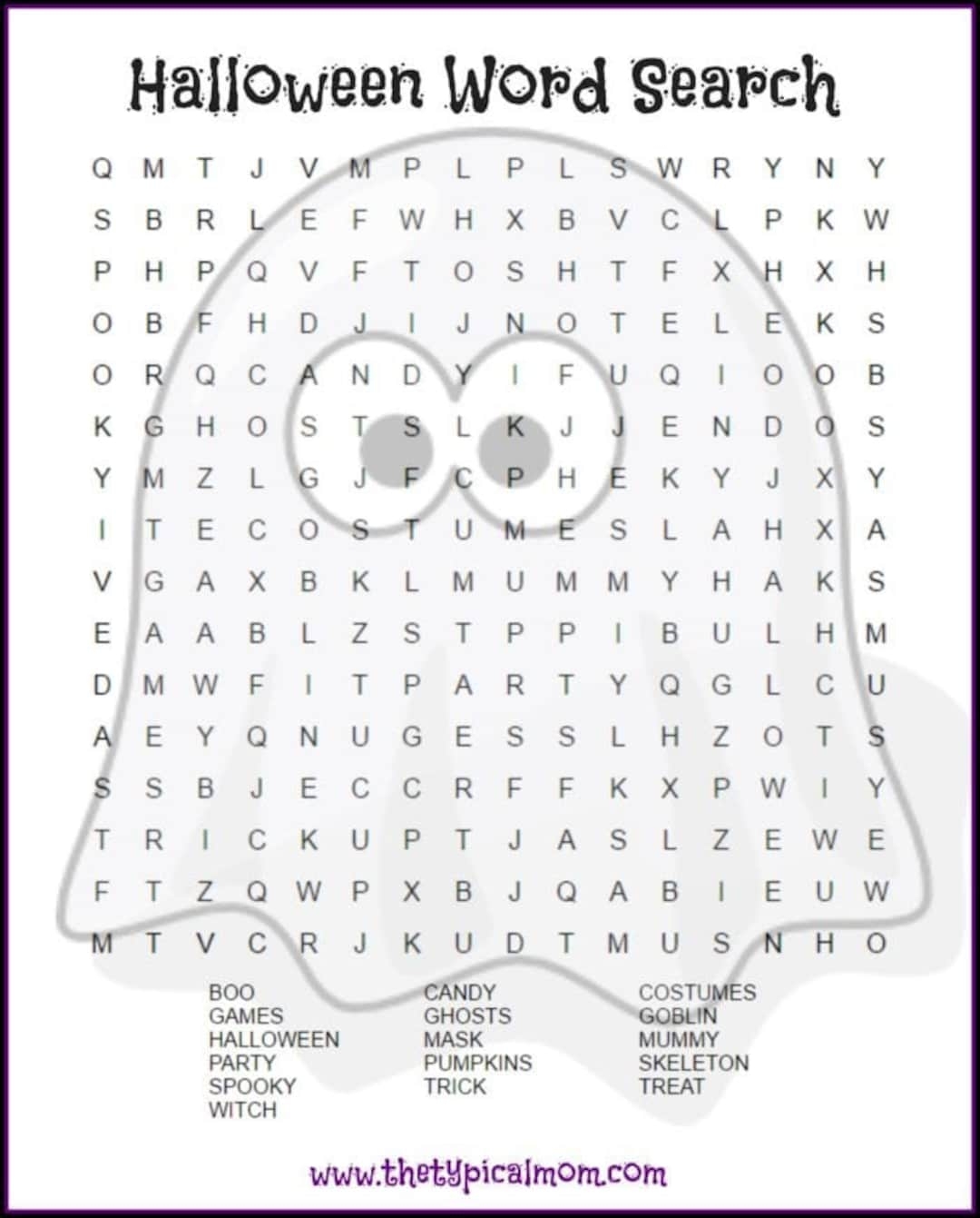 Halloween Word Search Worksheets