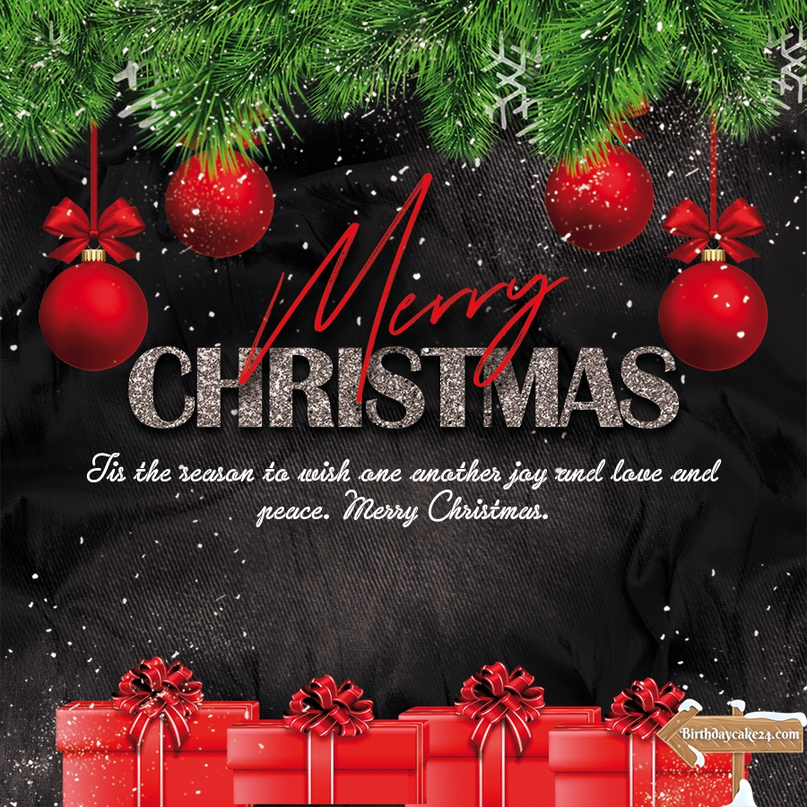 Gift Box Merry Christmas Wishes Card Online Free