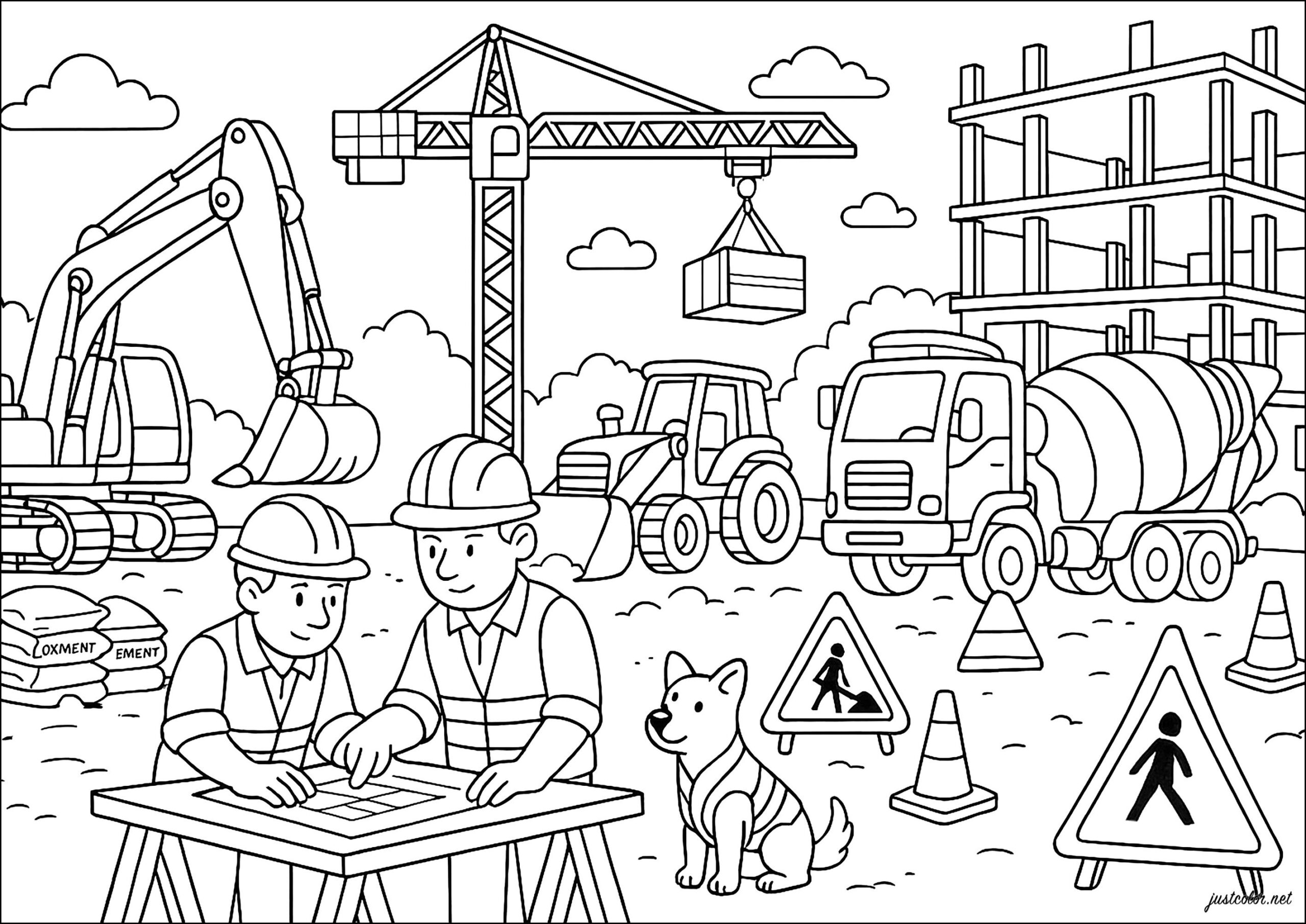 Construction Site Coloring Pages
