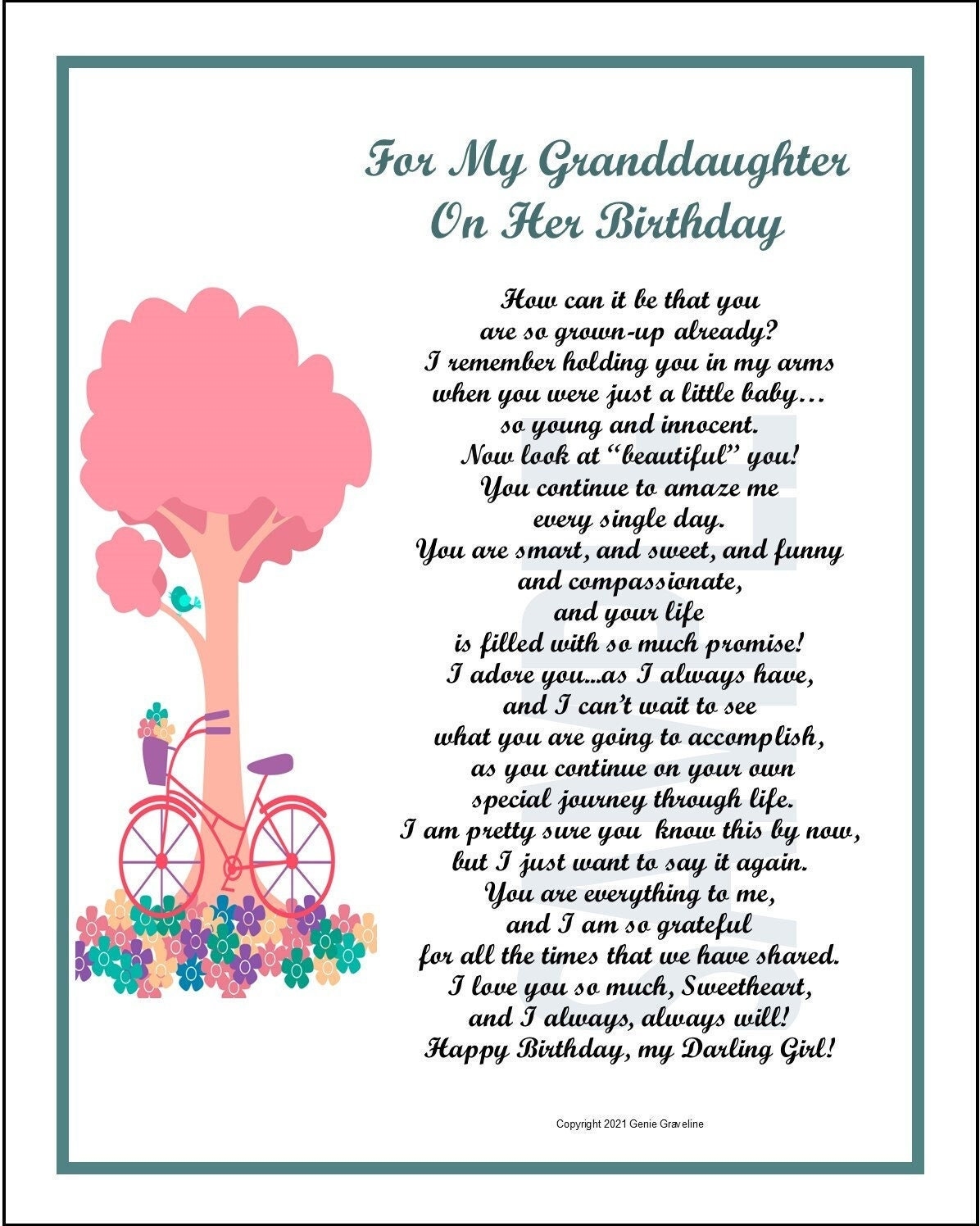 Granddaughter Birthday Quotes Etsy Canada