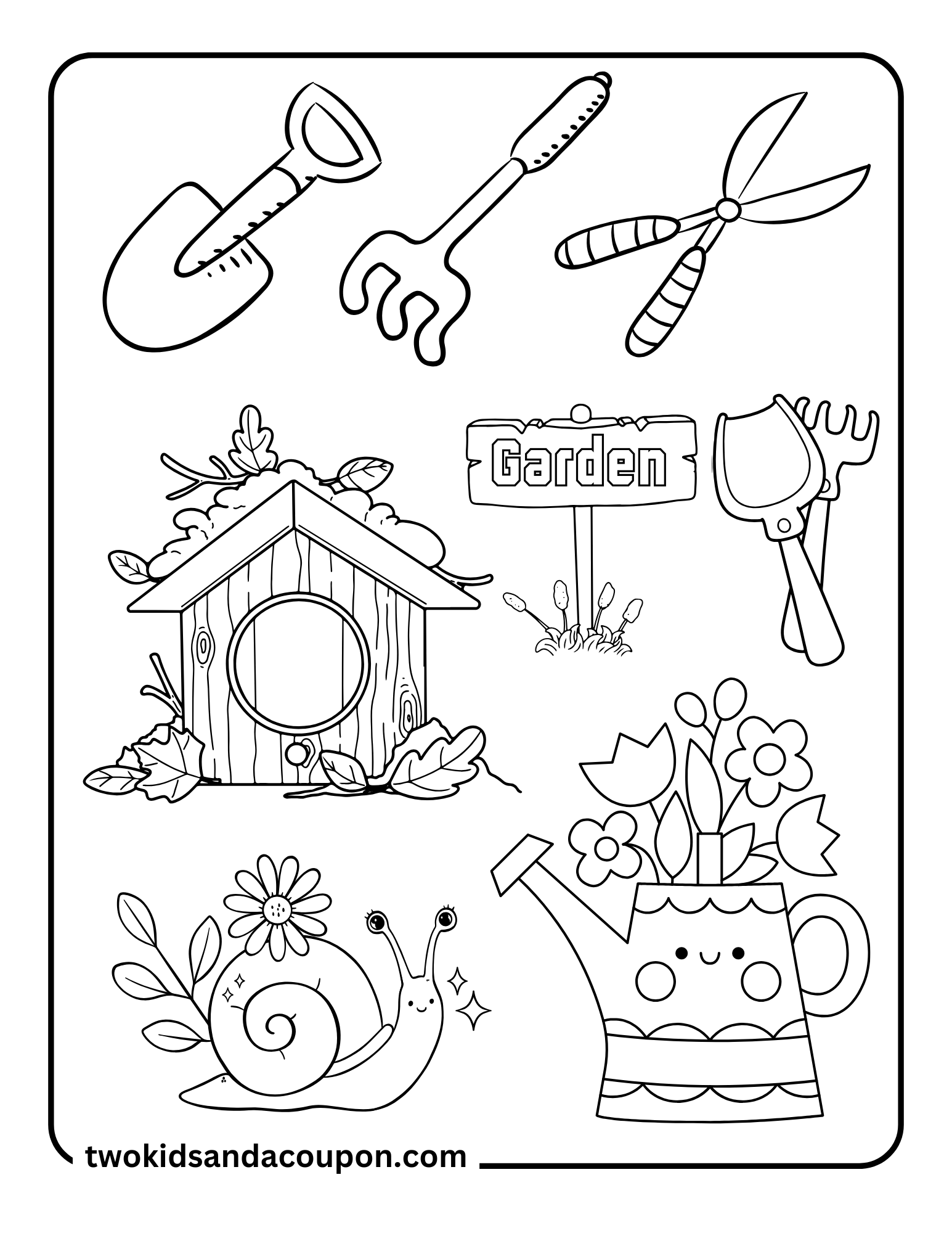 coloring page of a garden