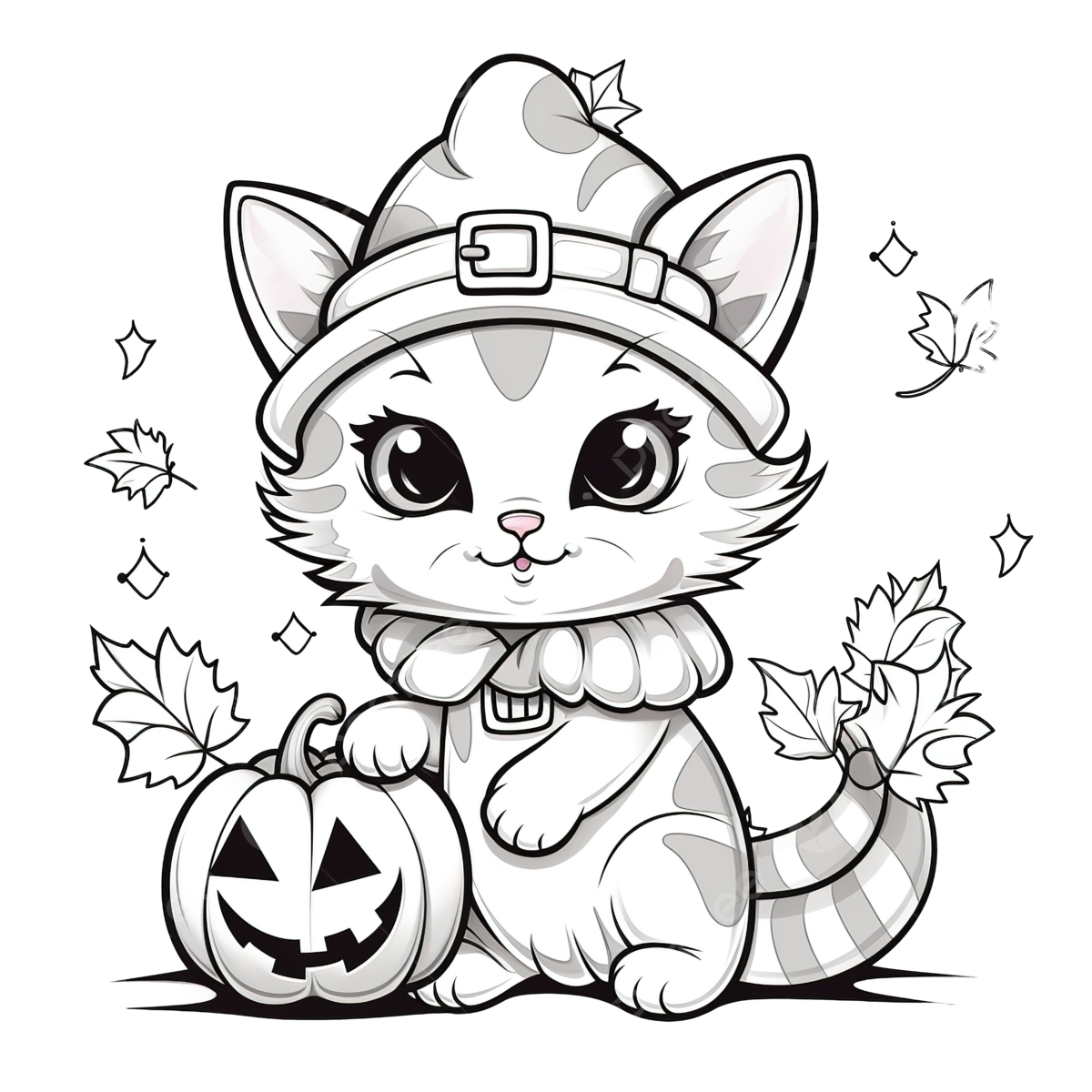 halloween cat coloring page