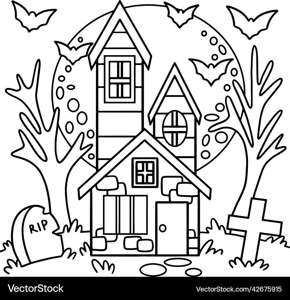 coloring pages of haunted houses