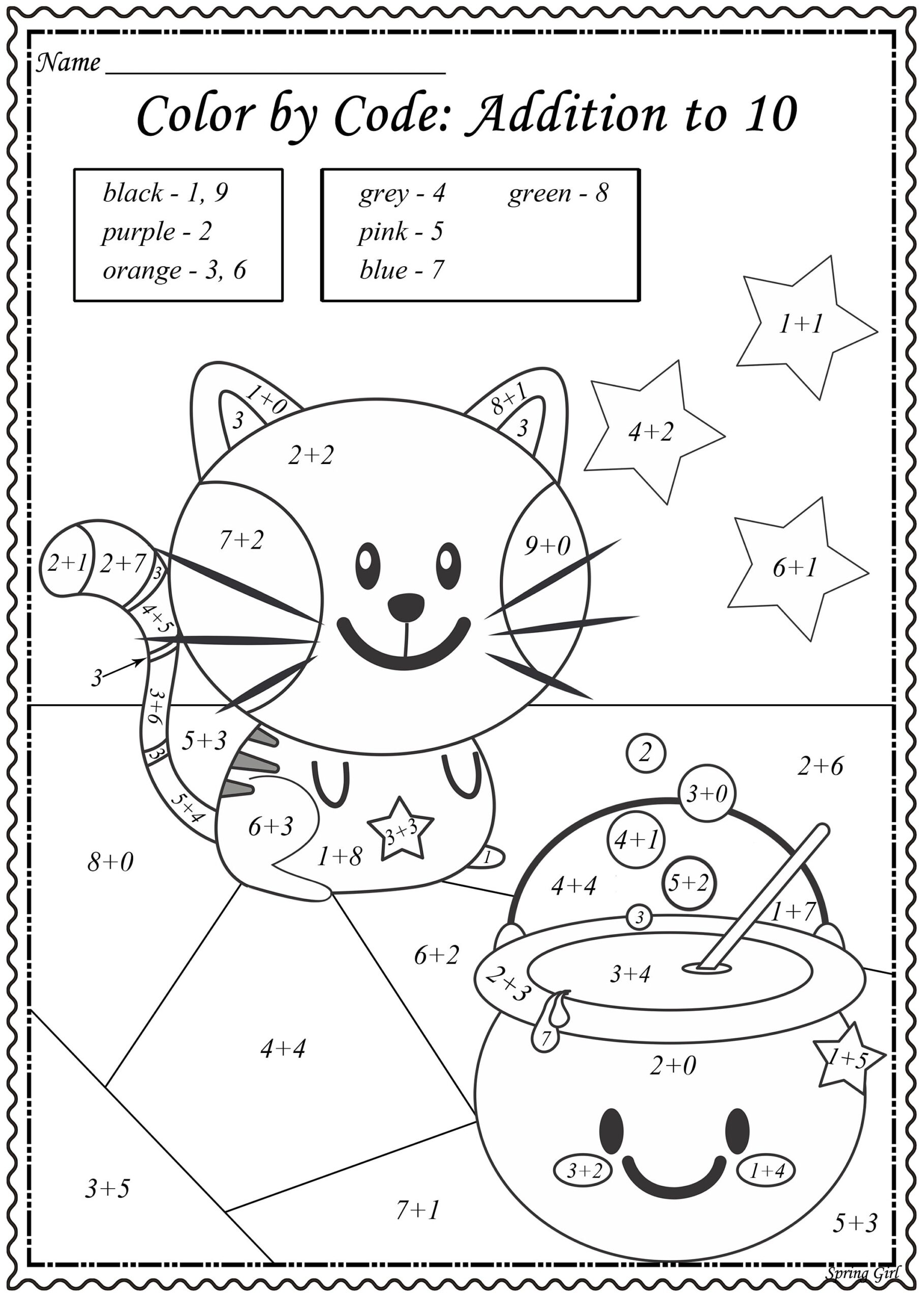 Halloween Coloring Math Worksheets
