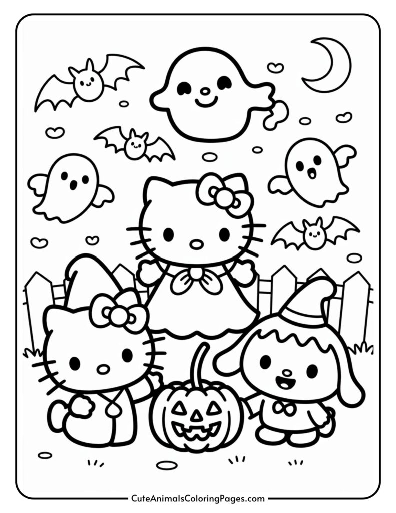 Halloween Hello Kitty Coloring Pages