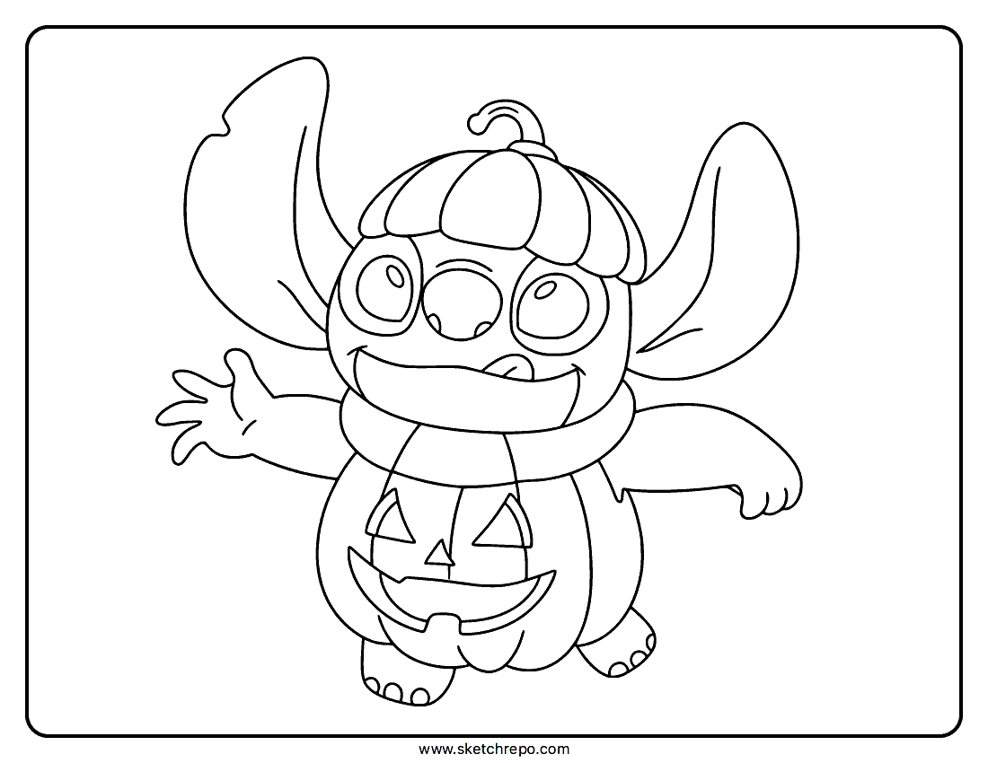 Halloween Stitch Coloring Page Sketch Repo