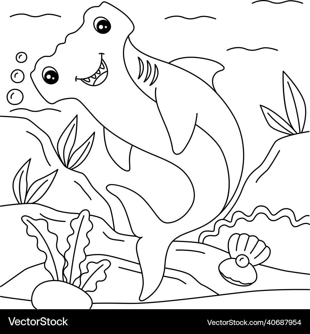 Hammerhead Shark Coloring Page For Kids Royalty Free Vector Hammerhead Shark Coloring Page For Kids Royalty Free Vector