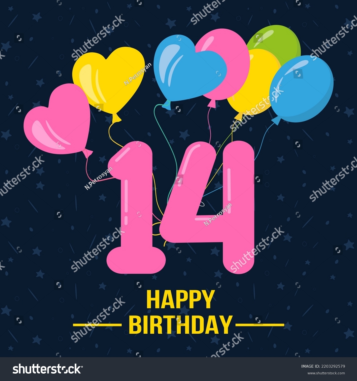 Happy 14th Birthday Happy Birthday Wishes Stock Vector Royalty Free 2203292579 Shutterstock