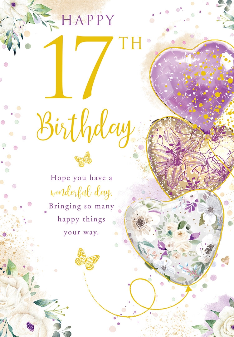 Happy 17th Birthday Card Female Foil Finish 8 X 6 Lovely Verse EBay