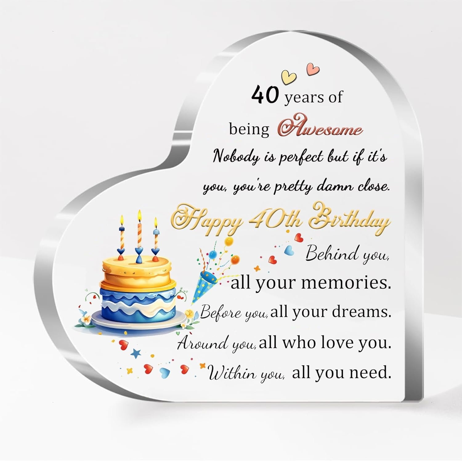 Happy 40Th Birthday Gift For Her Him Women Men Acrylic Plaques 40 Year Old Awesome Heart Desk Signs Son Daughter Friends Personalised Fortieth Birthday Present Idea Mum Aunt Appreciate Keepsakes Walmart